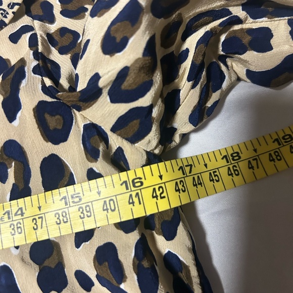 Vineyard Vines Borderline Ruffle Long Sleeve Blouse Women S Cheetah Lined - Picture 9 of 11